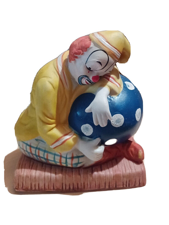 Other - Collectible Ceramic Circus Clown Sleeping On Ball Figurine